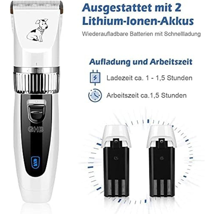 Машинка для стрижки собак та котів Tierhaarschneider - професійна машинка для грумінгу з 6 насадками та акумулятором