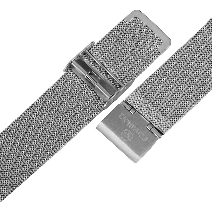 Годинник чоловічий FORSINING Механічний, ультратонкий, з браслетом з нержавіючої сталі, скелетонний, аналоговий (Бежевий)