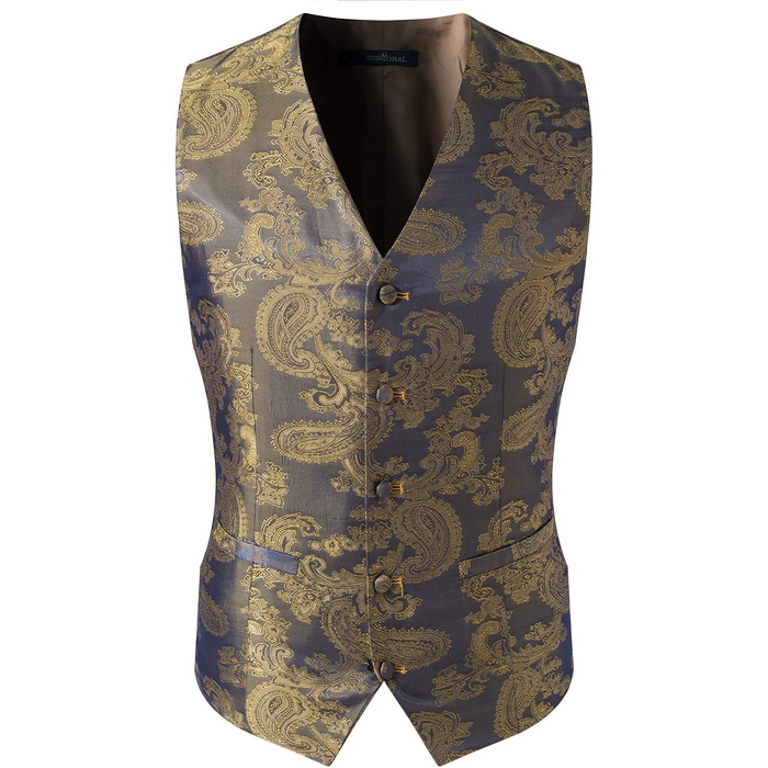 Чоловічий набір: краватка, нагрудна хустинка, візерунок пає, 4-елементний (S, золото 2)