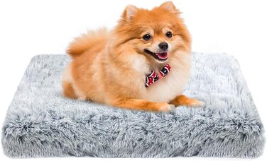 М'яке ліжко для собак MDDK, 75x50x8 см, сіре. Зручне, плюшеве, для собак середніх порід.