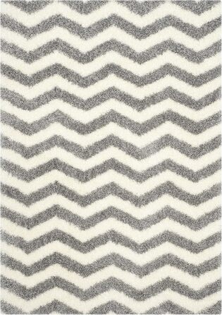 SAFAVIEH Килим Zottelig для вітальні, їдальні, спальні - колекція Montreal Shag, високий ворс, слонова кістка та сірий, 122 x 183 см, прямокутний, слонова кістка / сірий