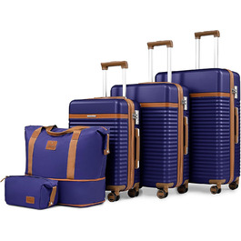Набір валіз Joyway 5шт з ABS пластику, розширюваний, з TSA-замком, 4 колеса, 1 сумка, 1 органайзер, темно-синій