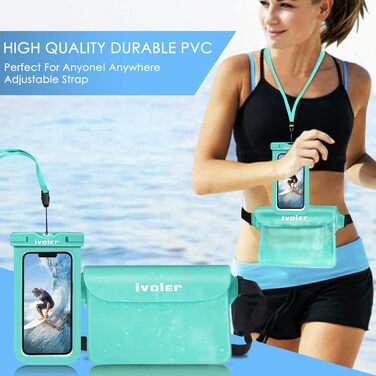 Водонепроникна сумка-чохол на пояс з кишенею для телефону, універсальна пляжна сумка, водонепроникна для водного спорту, пляжу, плавання, катання на човні (зелена)