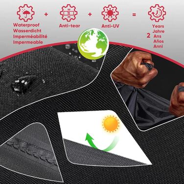 Чохол для гриля Turtle Life, водонепроникний, екологічний, PU-покриття, для газового гриля 3-4 пальники, не вигорає, чорний, 136x70x114 см