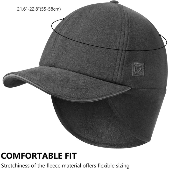 Шапка з флісу GADIEMKENSD для жінок з козирком, світловідбиваюча зимова шапка (55-58, Темно-сірий)