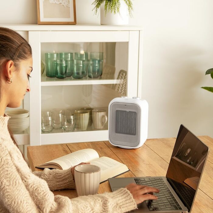 Керамічний обігрівач Cecotec Ready Warm 6100 з обертанням. Керамічний нагрівач з коливанням, режими тепла та холодного повітря, 3 режими роботи, регульований термостат, захист від перекидання, 20 м², білий, 1500 Вт