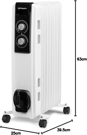 Радіатор масляний Orbegozo RF 2500, 2000 Вт, 11 елементів, білий