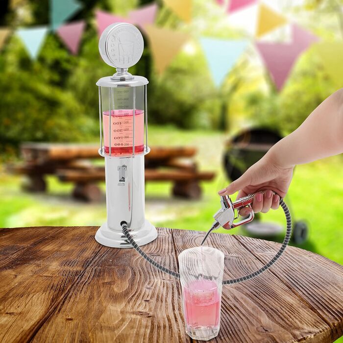 Relaxdays Drink Dispenser for Alcoholic Beverages, 2 Pack, Beer, Juice, Water, Fun, Made of Plastic and Silicone, 900 ml, Chrome-plated (14.0 x 14.0 x 48.0 cm)