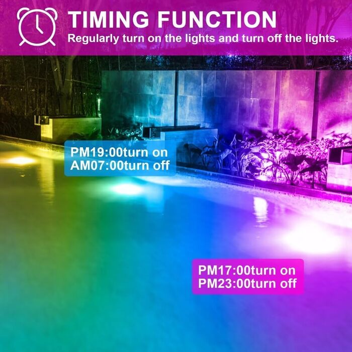 RGB LED Spotlight Outdoor with Remote Control, 2PCS RGBW 5000LM Dimmable Color Outdoor Spotlights, 3000K Warm White Floodlight Floodlight Spotlight Color Changing Lighting Floodlight Garden IP66 Waterproof