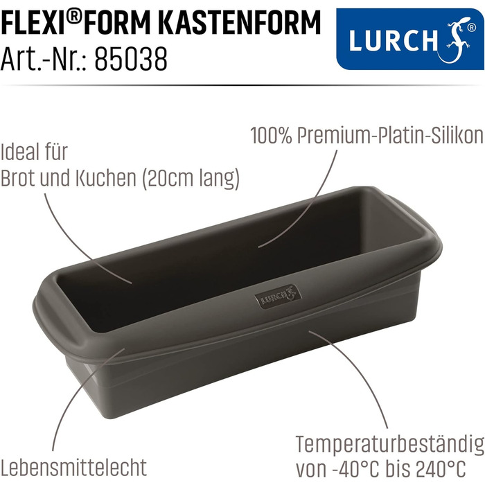 Форма для випікання хліба Lurch FlexiForm, набір 2 шт, платиновий силікон, 100% BPA-free, 20x6 см, чорна