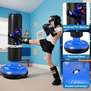 Дитячий боксерський мішок Qoosea 160см з рукавичками та насосом, для карате, кікбоксингу, тхеквондо (3-12 років)