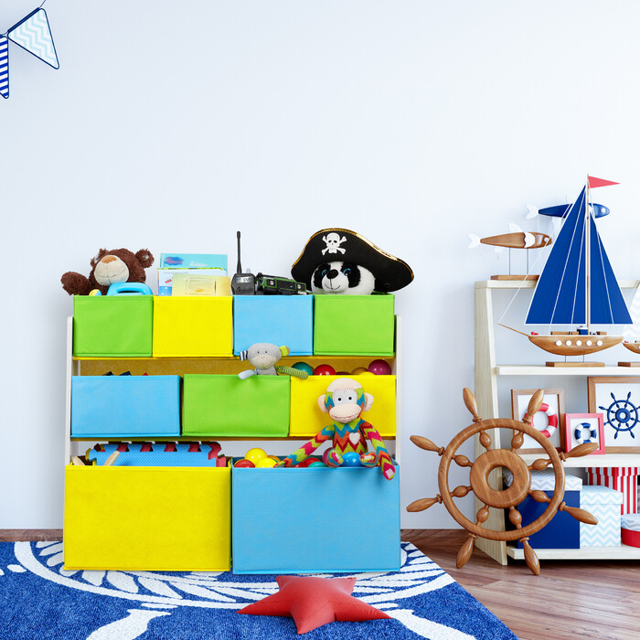 Relaxdays Children's Shelving Unit with Motif and 9 Boxes