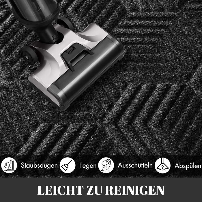 Килимок Yimobra: грязезбірний, антиковзаючий, миючий, вологостійкий для дому та вулиці (92 x 61 см, чорний)