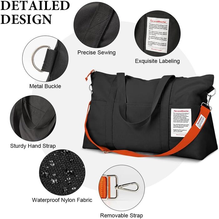 Спортивна сумка Flintronic для жінок, дорожня сумка-мішок, сумка на вихідні, дорожня сумка з чохлом для тележки, водонепроникна спортивна сумка, сумка для подорожей, ручна поклажа для спорту, подорожей, літака (чорна)