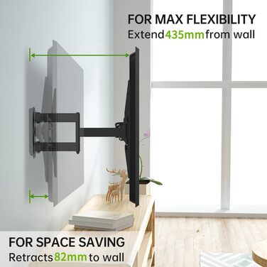 Кріплення для телевізора USX-MOUNT XMM902: поворотне, нахилене, для плоских та вигнутих телевізорів до 35 кг, VESA 400x400 мм (26-55 дюймів)