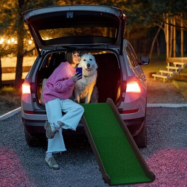 Рампа для собак NAIZY 156 см, складна, з антиковзкими килимками, для собак/кішок/домашніх тварин до 90 кг, з травою