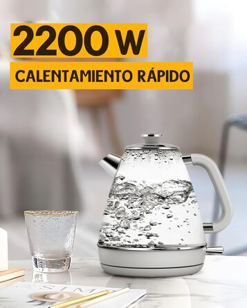 Hazel Quinn Kettle Retro Vintage Design Stainless Steel, BPA-Free, Automatic Shut-Off, Water Temperature Indicator, Strix Controller, Dry Boil Protection, 2200 W, Gold-Gray
