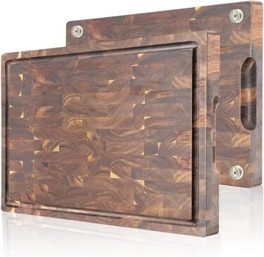 Дерев'яна дошка для нарізання COCOBOSS 42x30x2,5 см з акації, преміум, кухонна дошка з нековзними ніжками XXL