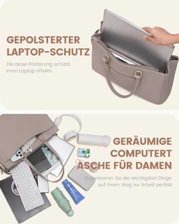 Сумка для ноутбука LOVEVOOK жіноча 17 дюймів: Акта, шопер, сумка для роботи, університету, школи, офісу, бежевий колір