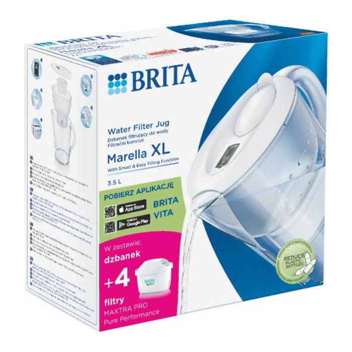 Фільтр-кувшин Brita Marella XL 3,5 л, білий (4 змінні картриджі у комплекті)