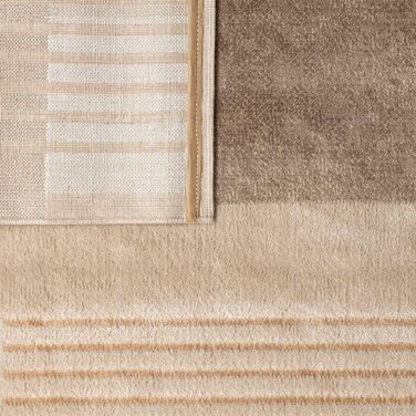 Килимок для вітальні TT Home з коротким ворсом, геометричний дизайн, абстрактний стиль, бежевий та темно-кремовий, 80x150 см