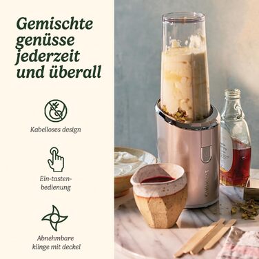 Cuisinart Cordless Blender | 450ml Bottle | Portable Smoothie Maker, Ice Crusher, Frappe, Milkshakes | USB Rechargeable, Handheld | Tritan BPA-free Mixing Cup with Lid Included, Stand Mixer