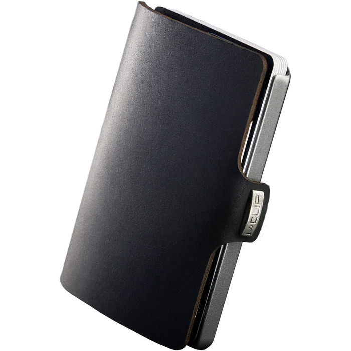 I-CLIP Original Slim Wallet Leather Wallet - Premium Wallet - Card Case - Credit Card Case with Money Clip - Smooth Leather Black