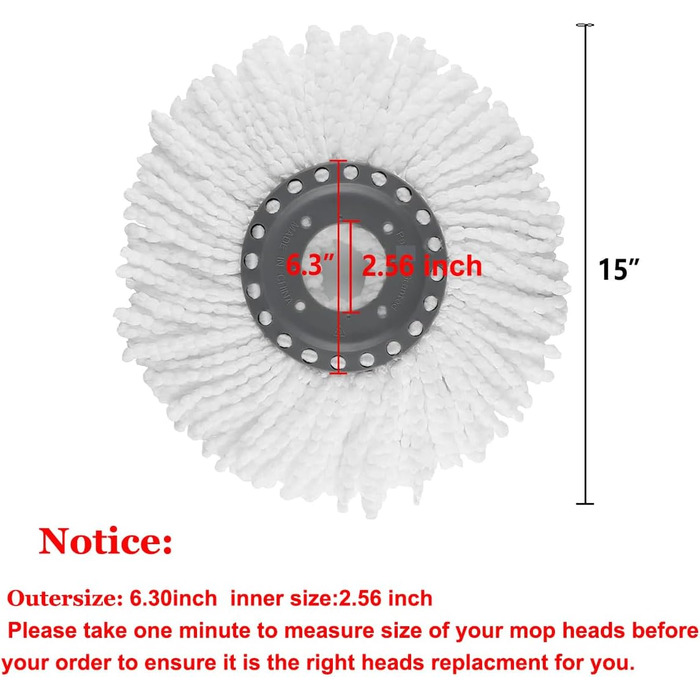 YWSHF Replacement Mop Heads for Old Hurricane Mr.Clean 360° Spin Magic Rotating Round Mop Heads, Microfiber, Universal Swivel Mop Heads, Clean Mop Head Refills for Standard Mops, 4 Pack