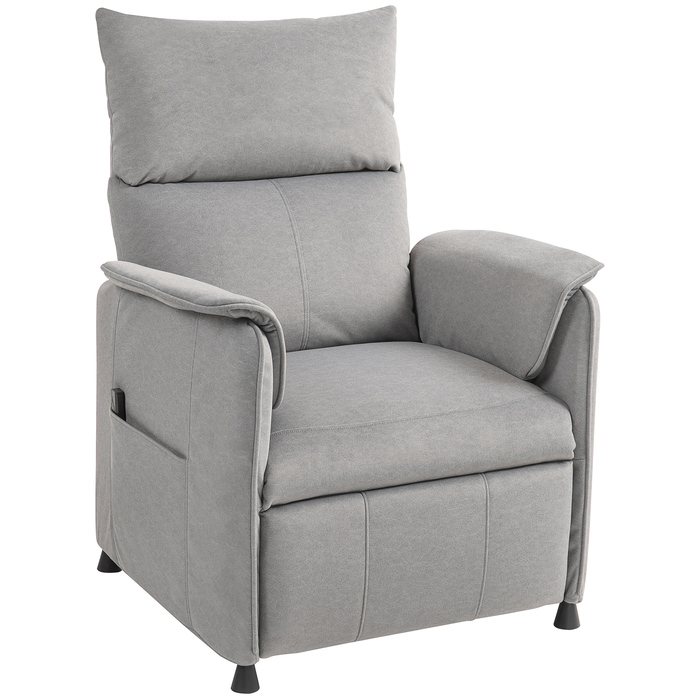 HOMCOM Electric Recliner TV Chair with Memory Function, Quiet Operation, Reclining Function, Adjustable Reclining Chair with Pet-Friendly Velvet-Like Fabric, Remote Control, Grey | Aosom