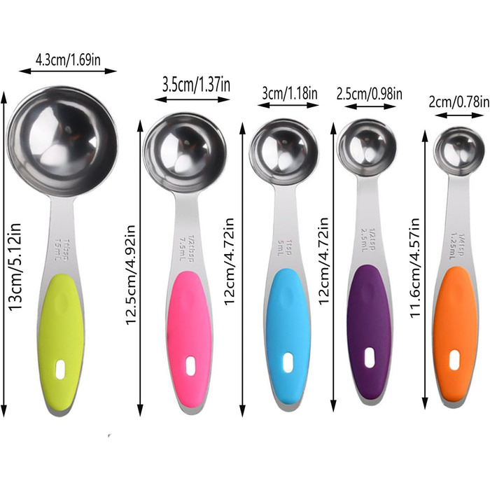 13-Piece Measuring Cup and Spoon Set, Multifunctional Stainless Steel Measuring Spoon with Silicone Handle