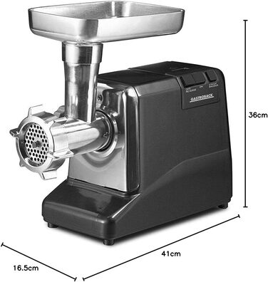 GASTROBACK Fleischwolf Pro 41402 - М'ясоподрібнювач, 1000 Вт, Алюміній, Чорний