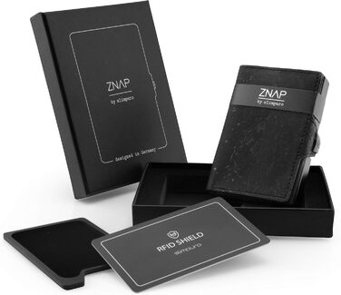 ZNAP® Slim Wallet - Тонкий картхолдер для чоловіків з RFID захистом, чорний (12 карт)