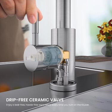 Чорний кухонний змішувач Appaso з висувною лійкою, 360° обертання, 2 режими струменя, для кухні | З нержавіючої сталі, водоспад