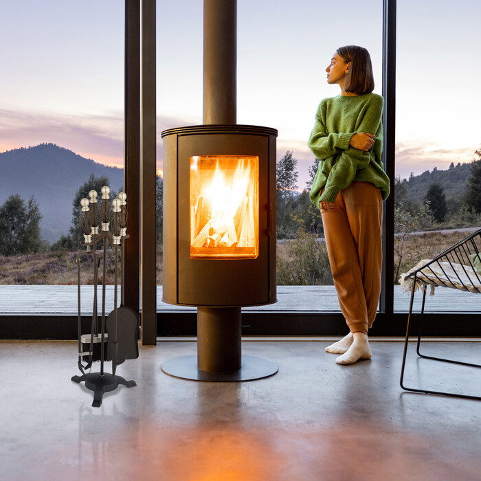 Relaxdays 5-Piece Fireplace Tool Set