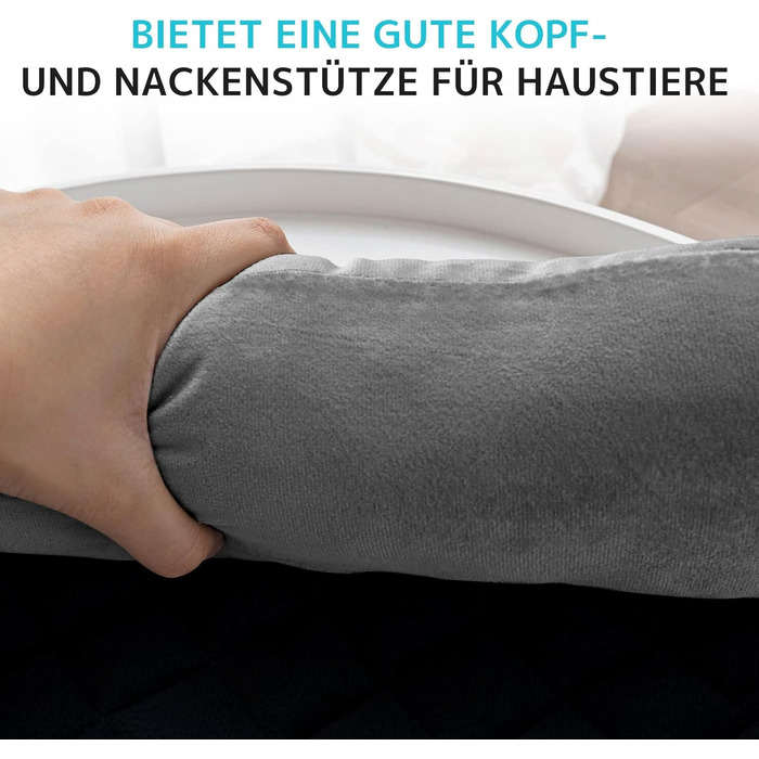Килимок для собак OKYUK: м'яке, зручне ліжко для собак великих, середніх та маленьких порід. Ручної роботи, знімний чохол, 90x90 см, сіро-чорний колір