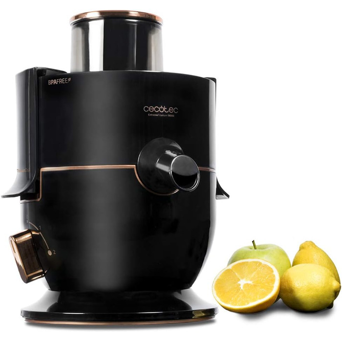 Соковитискач Cecotec Orbital Extreme Titanium 19000 XXL: потужний, з титановим ножем, 19000 об/хв, 1300 Вт, великий завантажувальний отвір, BPA-free, 500 мл (чорний)