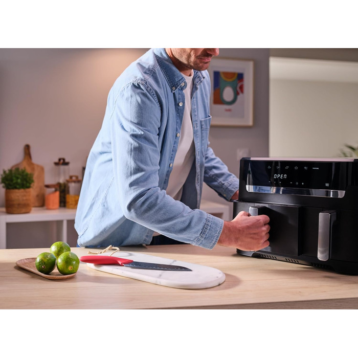 Tefal EY9018 Dual Easy Fry Double Chamber Air Fryer | 5.2/3.1 L Capacity | two independent drawers | 7 automatic programs | energy-saving | Black Dual 8.3L Black