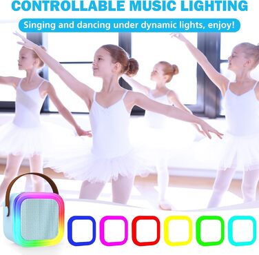 Портативна караоке-машина для дітей та дорослих з 2 бездротовими мікрофонами. Караоке-система з мікрофонами, блакитна. Подарунок для дівчаток віком 4-12 років.