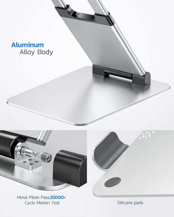 NULAXY Adjustable Laptop Stand - Ergonomic, Portable, Foldable - Supports up to 10kg, Compatible with 10-17 inch Laptops - Space Grey