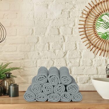 Набір м'яких махрових рушників для обличчя та тіла Utopia Towels, 30x30 см, 100% бавовна, сірий (12 шт)