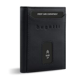 Гаманець Bugatti Secure Slim Mini чорний шкіряний з RFID-захистом для карт Nappa без відділення для монет