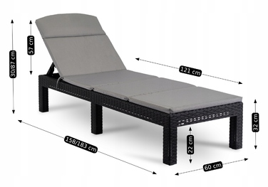 Шезлонг із техноротанга сірого кольору Mebel Elite