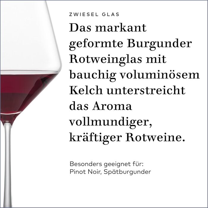 Келихи для червоного вина Zwiesel Glas Pure, набір 2 шт., тритан-кристал, для бургундського, посудомийна машина, Німеччина