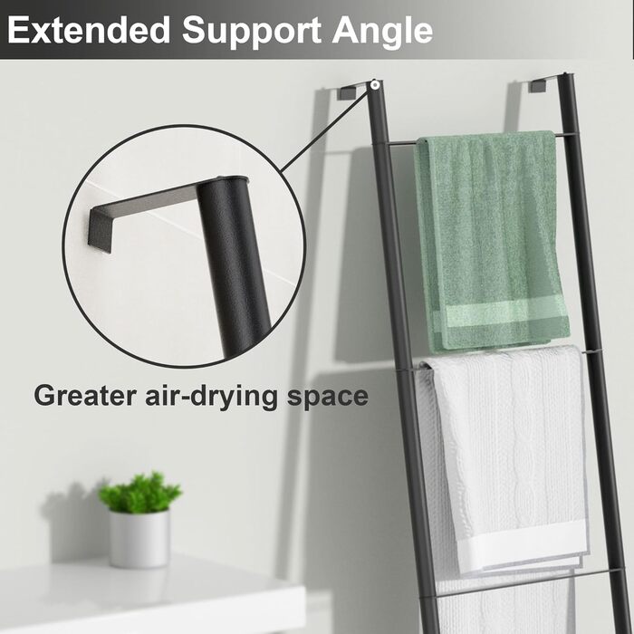 Підставка для рушників настінна металева біла – тримач для рушників, ковдр, простирадл (4 яруси, білий/чорний)