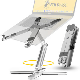 Підставка для ноутбука FoldWise X з алюмінію, 360° обертання, регулювання висоти і кута, складана, для MacBook і ноутбуків 11-18''