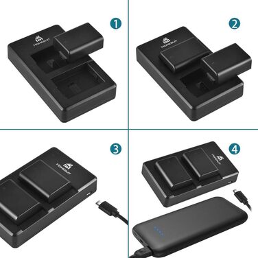 Набір акумуляторів NP-FW50 Homesuit 1300mAh 2 шт. + LED зарядний пристрій для Sony ZV-E10, A6000, A7 та ін.