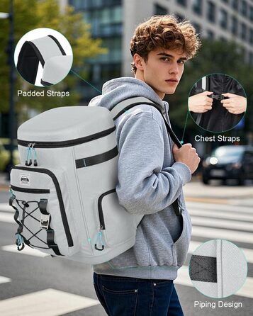 Large Cooler Bag Waterproof Insulated Leakproof Rolltop Cooler Bag Backpack Soft Cooler for Food & Drinks for Beach/Picnic/Camping