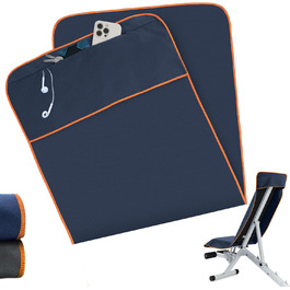 Рушник для фітнесу з кишенею, мікрофібра, 120x50 см, спортивний рушник для тренажерного залу, подорожей, спорту (Темно-синій)