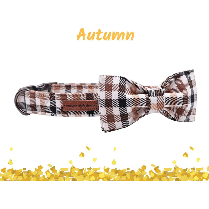 Нашийник для собак Unique Style Paws осінній, з метеликом, регульований, для середніх собак, коричневий, сітка
