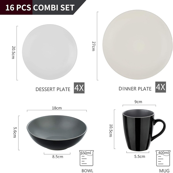 Набір посуду Vancasso BACCHE 16-piece для 4 осіб, кераміка, вінтажний стиль